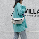Women Waist Bags Chest Bag PU Solid Phone Pouch Cartoon Pendant Crossbody Bag