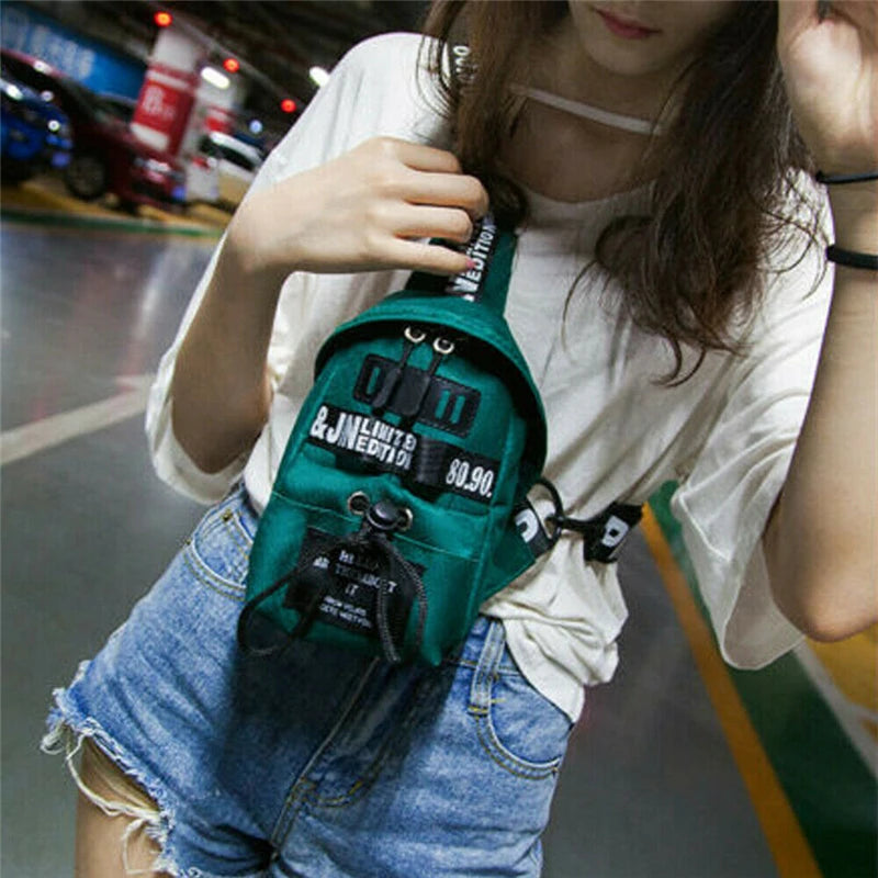 Women Waist Nylon Belt Zipper Waist Bag Casual Chest Bum Bag