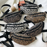 Women Leopard Print Waist Pack Fanny Bag Large Capacity Crossbody Bag