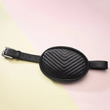 Women PU Leather Waist Bag Round Belt Fanny Pack