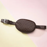 Women PU Leather Waist Bag Round Belt Fanny Pack