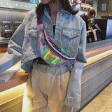 Women Waist Packs Holographic Fanny Pack Travel Purse Shoulder Chest Bag