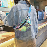 Women Waist Packs Holographic Fanny Pack Travel Purse Shoulder Chest Bag