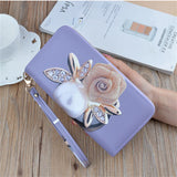 Women Double Zipper Wallet Long Printed Large Capacity Mobile Wallets For Women