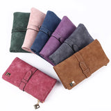 Nubuck Leather Zipper Wallet Women's Long Purse Clutch Phone Pocket