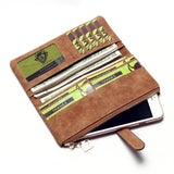 Nubuck Leather Zipper Wallet Women's Long Purse Clutch Phone Pocket