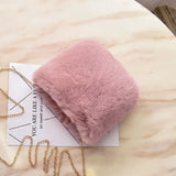 Winter Chains Square Shaped Faux Fur Crossbody Bags