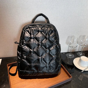 Women's Winter Nylon Backpack Student School Bag Big Capacity Handbag