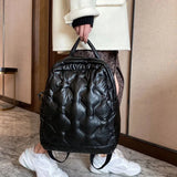 Women's Winter Nylon Backpack Student School Bag Big Capacity Handbag