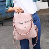 Vintage PU Leather Women's Backpack Shoulder Bag