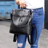 Vintage PU Leather Women's Backpack Shoulder Bag