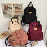 Corduroy School Bag for Girls Harajuku Student Schoolbags