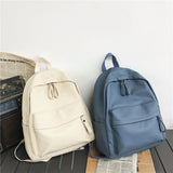 Women's PU Leather Travel Backpack Solid Purse Bag