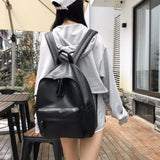 Women's PU Leather Travel Backpack Solid Purse Bag