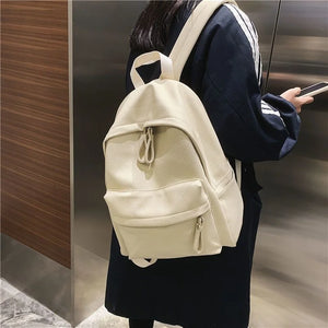 Women's PU Leather Travel Backpack Solid Purse Bag