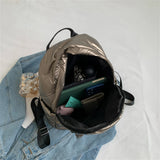 Women's Soft Down Fabric Backpack School Quilted Padded Bag