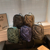 Women's Soft Down Fabric Backpack School Quilted Padded Bag