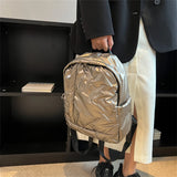 Women's Soft Down Fabric Backpack School Quilted Padded Bag