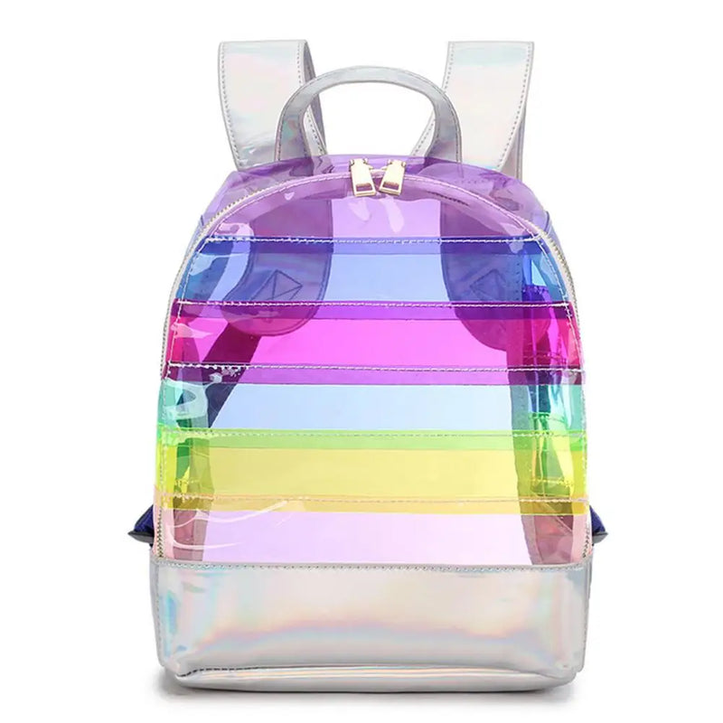 Clear PVC Waterproof Rainbow Stripes Backpack for Women