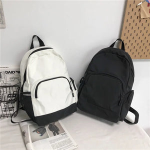 Solid Backpack School Bag For Teenage Girls Large Capacity Nylon Waterpr