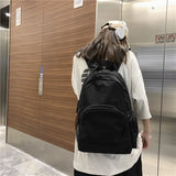 Solid Backpack School Bag For Teenage Girls Large Capacity Nylon Waterpr