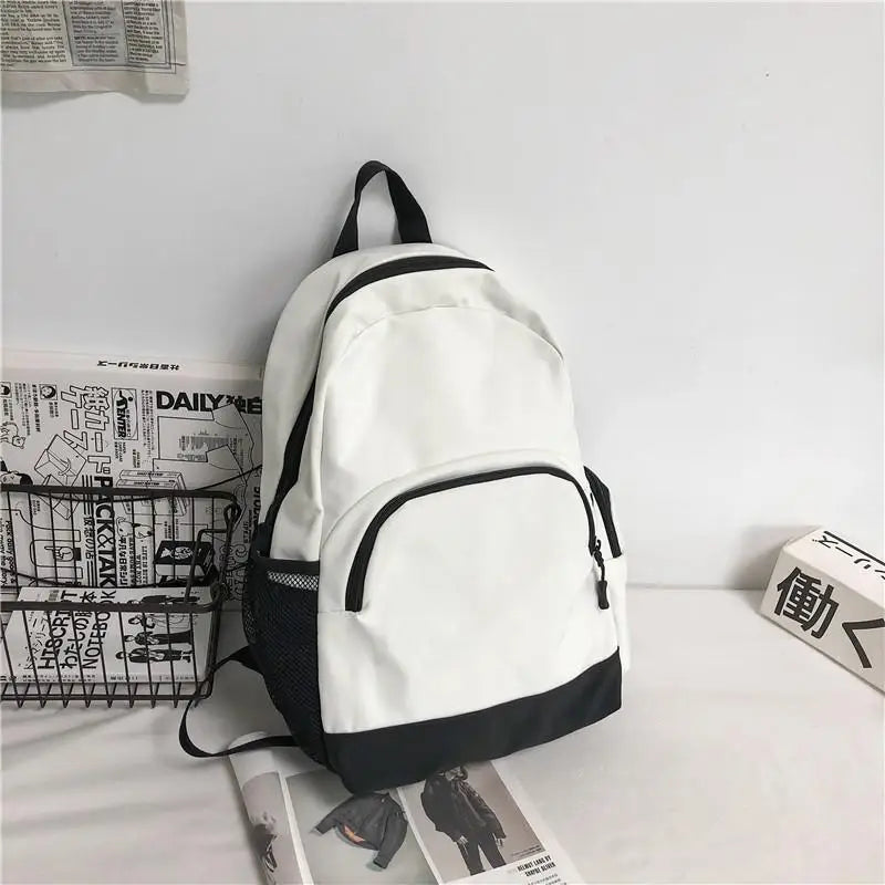 Solid Backpack School Bag For Teenage Girls Large Capacity Nylon Waterpr