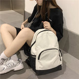 Solid Backpack School Bag For Teenage Girls Large Capacity Nylon Waterpr