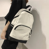 Solid Backpack School Bag For Teenage Girls Large Capacity Nylon Waterpr
