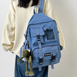 Women's Waterproof Nylon Rucksack for Teenager Student Schoolbag