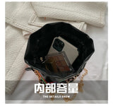 Printed Bucket Bag Chain Strip Messenger Single Shoulder Small Bag