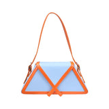 Women's Contrast Trapezoid Shoulder Bag