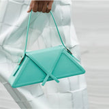 Women's Contrast Trapezoid Shoulder Bag