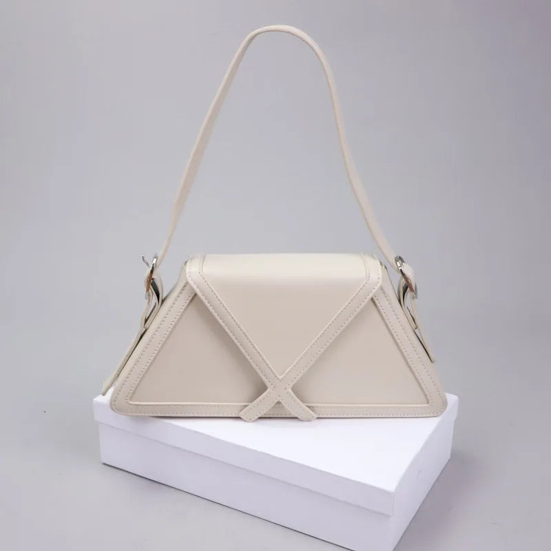 Women's Contrast Trapezoid Shoulder Bag