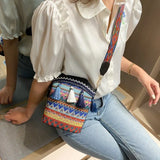 Ethnic Style Tassel Bucket Bag Knitting Women