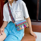 Ethnic Style One-shoulder Messenger Bag Tassel Woven Square Bag Women