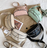 Women's PU Leather Saddle Bag Fanny Pack Belly Band Shoulder Bag