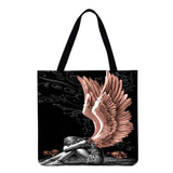 Butterfly Printed Shoulder Bag Large Capacity Linen Tote Handbag