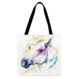 Butterfly Printed Shoulder Bag Large Capacity Linen Tote Handbag