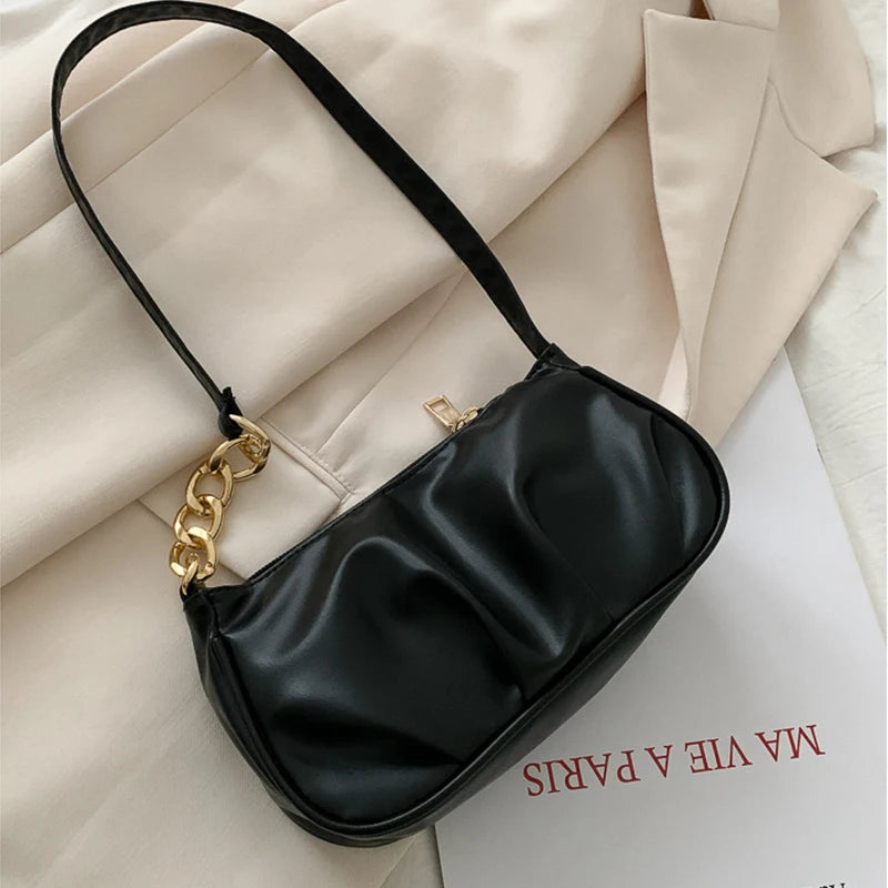 Chain Shoulder Bag PU Leather Handbag Casual Streetwear Summer Bag