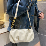 Chain Shoulder Bag Solid Zipper PU Leather Handbag Summer Bag