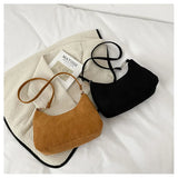 Women's Corduroy Shoulder Bag Solid Handbag Top-handle Tote Bag