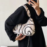 Women's Curly Plush Chain High Capacity Handbag