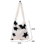 Women's Plush Shoulder Bag Floral Print Large Capacity Handbag