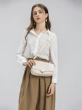 Beige Pu Leather Shoulder Bag for Women Crossbody Purses Handbags