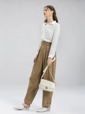Beige Pu Leather Shoulder Bag for Women Crossbody Purses Handbags