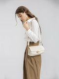 Beige Pu Leather Shoulder Bag for Women Crossbody Purses Handbags