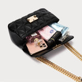 Rhombic Leather Crossbody Bag Chain Small Messenger Bag