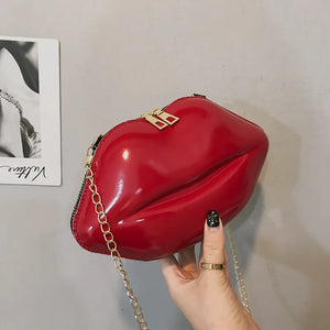 Funny Lip Shape Clutch Shoulder Bag PVC Messenger Bag