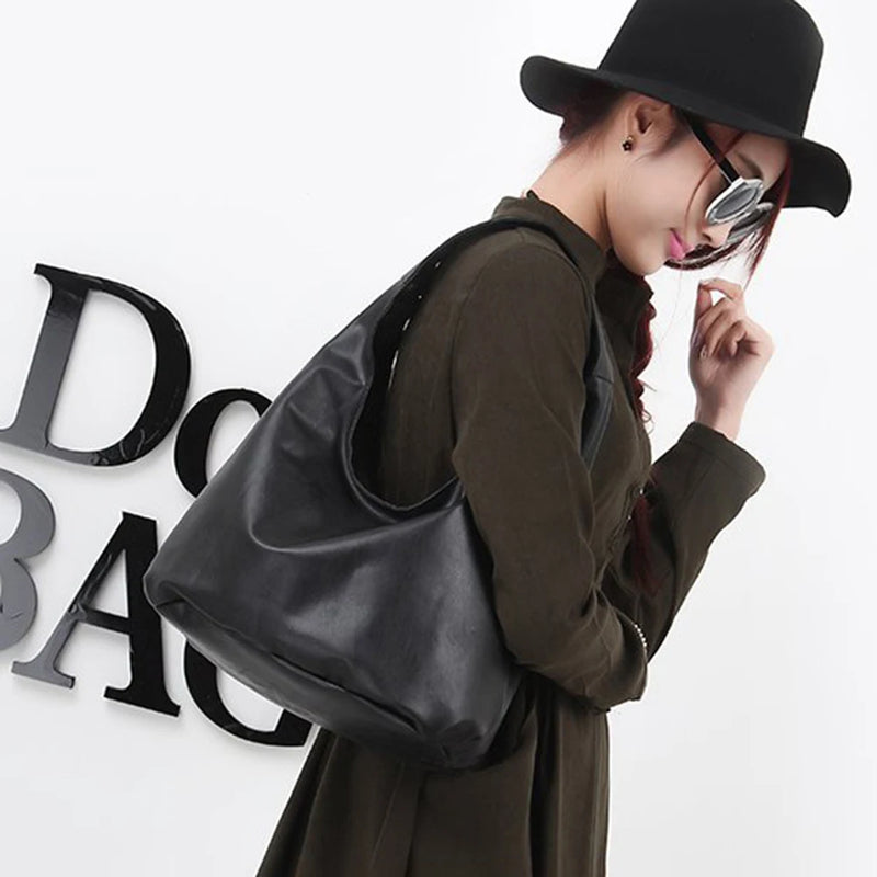 Women's PU Leather Shoulder Bag Casual Large Capacity Tote Purse Handbags