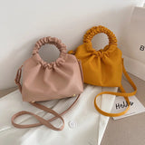 Women's Bag PU Wrinkled Crossbody Female Bag Messenger Shoulder Handbag